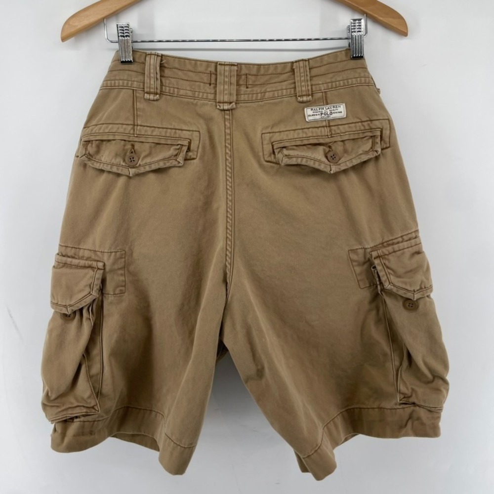 Polo Ralph Lauren Chino Cargo Shorts Men Sz 34 Khaki 100% Cotton Preppy Grunge - Picture 5 of 10